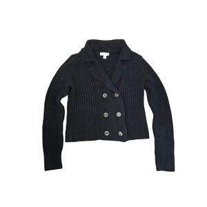 Isaac Mizrahi Target Navy Blue Ribbed Double Breasted Cardigan Sweater Medium